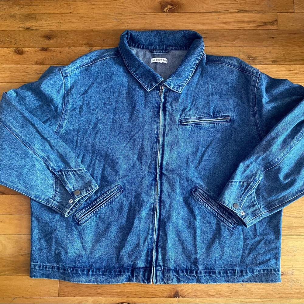 Mens "And Now This" Denim Jean Jacket Size XXL Vintage Inspired Style